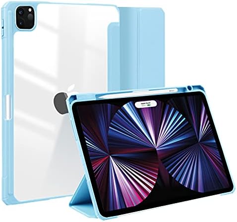 Case Juqitech Case за iPad Pro 11 Inch Case 2021 3-та генерација, Заштита на целото тело паметен тенок трифолд штанд автоматско спиење / будење покритие со држач за молив за iPad Pro 11 2021 3-ри
