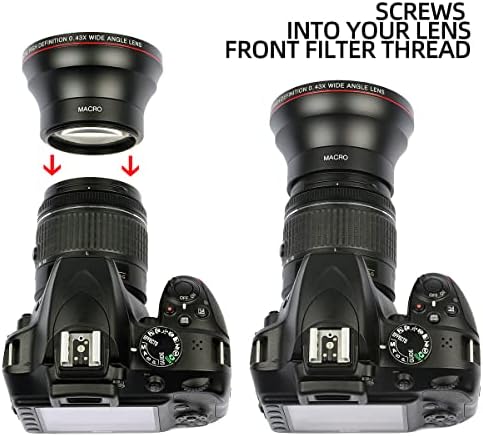 Lightdow 55MM 0.43x Add-on HD Lens High Defination Wide Angle + Macro Part for Sony A7 A7R A7S A7II A7RII A7SII A9 A7RIII A7III A5000 A5100 A6000 A6300 A6400 A6500 A6600