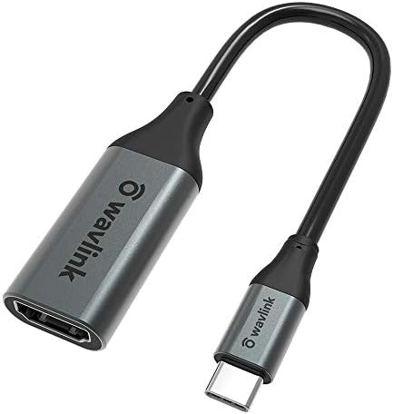 WavLink USB C до HDMI адаптер за кабел, тип-C 3.1 до 4K HDMI адаптер за MacBook Pro/Air 2019/2018, iPad Pro 2018, Dell XPS 13/15, Surface GO/Pro 7 и повеќе [компатибилен со Thunderbolt 3 порта]