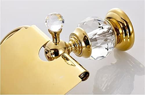 Држач за ролна на хартија Dloett злато вкупно месинг тоалетен држач за тоалетна хартија кристална декорација на водоотпорен држач за кутии