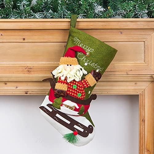 Декорации за Божиќни врата Божиќни чорапи крпа Божиќна чорапска торба и Божиќ што висат чорапи за украсување на забави и Божиќни црвени црвени мониста на вратата з