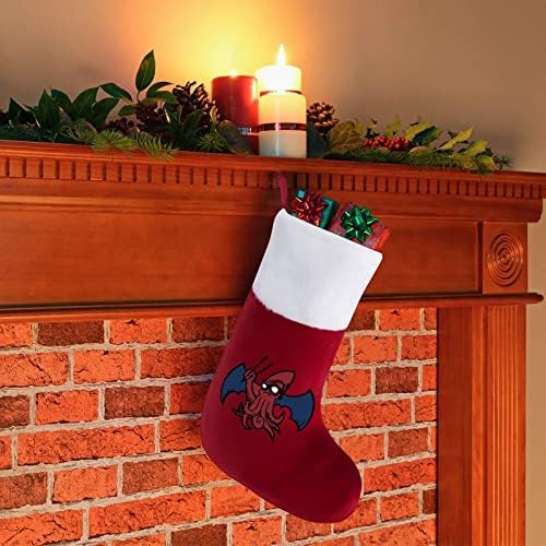 Chtulhu Божиќни чорапи за порибување со кадифен камин што виси за Божиќно дрво