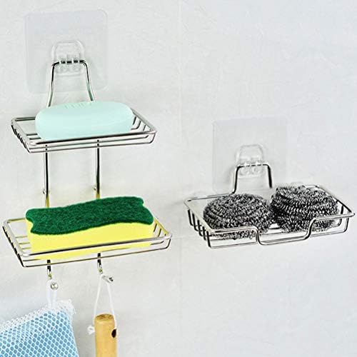Doitool 2 парчиња од не'рѓосувачки челик сапун решетката за сапун монтиран сапун за складирање на сапун Полч бесплатен сапун решетка за