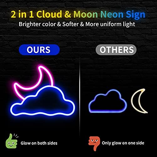 JTLMEEN Неонски Знак, Облак И Месечината Предводена Неонски Светлина, Неонски Светла Знак За Ѕид Декор USB Напојува Led Неонски Знаци За