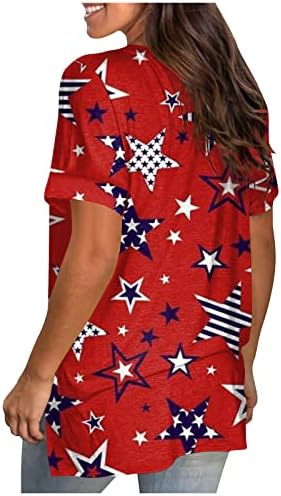 Летни Врвови За Жени Кратки Ракави Денот На Независноста На САД Печатени Врвни Секојдневни Блузи Со Кружен Врат Модни Маици