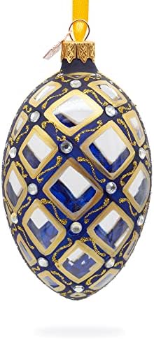 Мозаик образец на сино стаклено јајце украс 4 инчи
