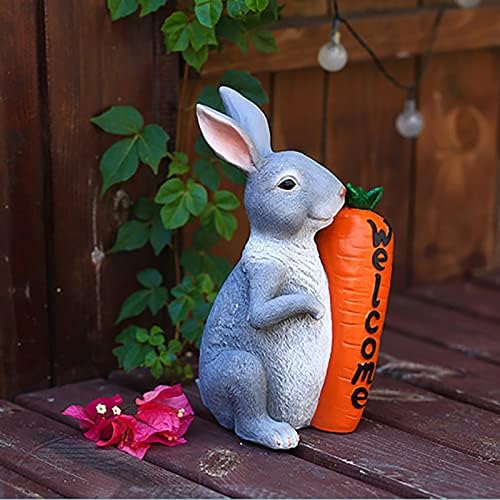 Симпатични украси сет фигурини за пролетни зајаче пролетни полирезин велигденски табели додатоци со декорација на декорации од морков и