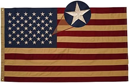 Homissor гроздобер Американско знаме памучни знамиња 3x5 чај извалкани знамиња во САД извезена starвезда тешка американска знаме зашиени
