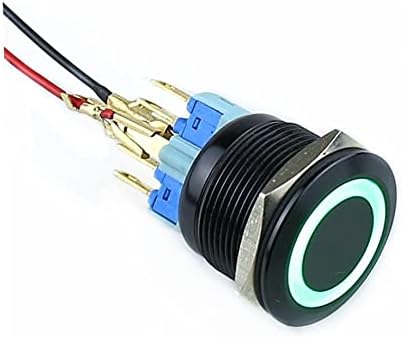 Аксти 19мм Алумина метал копче за метална прстен прстен дијафрагма LED заклучување на самостојно ресетирање моментално 1NO 1NC