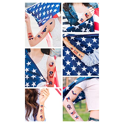 Знаме на патриотска Америка Сујуанарт Голема Тетоважа Со Орел За Мажи И Жени, 12 Уникатни Чаршафи, 90 Парчиња Четврти јули Украси Привремени