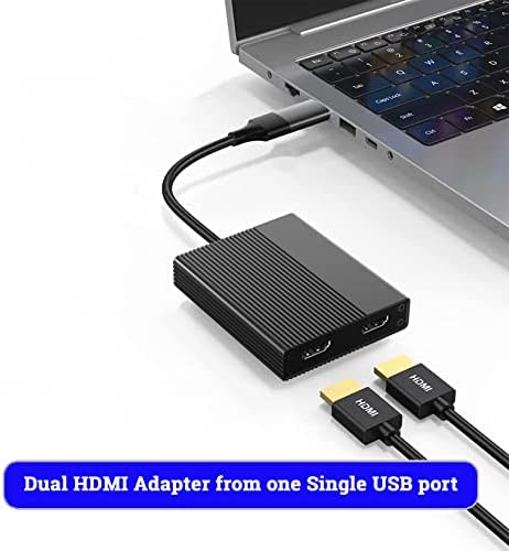 Адаптерот за двојни монитори на HbavLink USB вграден дисплеј DL6950 чип, USB 3.0 и USB C до HDMI адаптер за двоен приказ 4K 60Hz, компатибилен