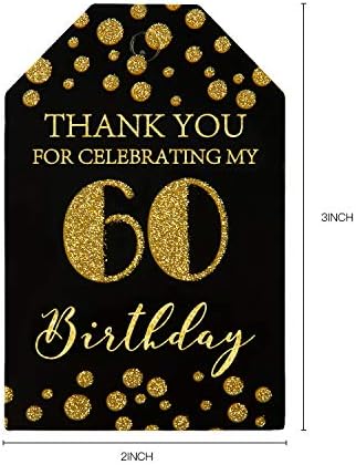 Ознаки за подароци со жици - 100 парчиња 60 -ти роденденски хартија ознаки со 100 стапки природен јута канап за роденден, годишнина,