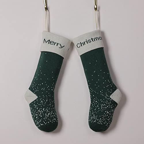 Декорација на чорапи со вреќи Божиќна чорапска чорап подарок за плетење чорапи со чорап, запалена бреза од венец