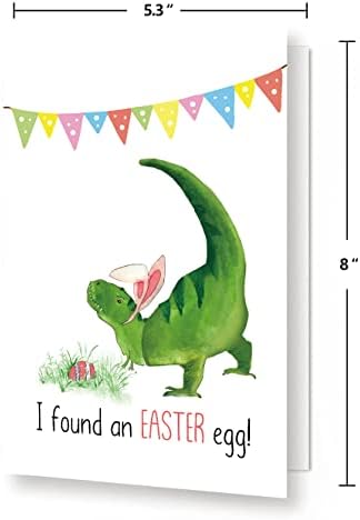 Спарси Смешна диносаурусна велигденска картичка, симпатична Т Рекс Велигденска картичка, Велигденски лов на јајца среќни велигденски картички за деца