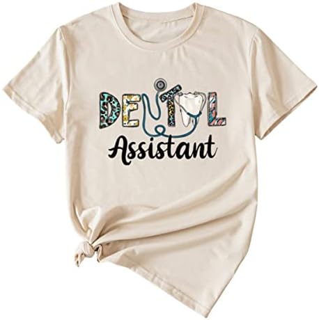 Стоматолошки асистент маица смешна симпатична стоматолошка кошула симпатична заби грапхична мета за жени кошула со краток ракав летен врв