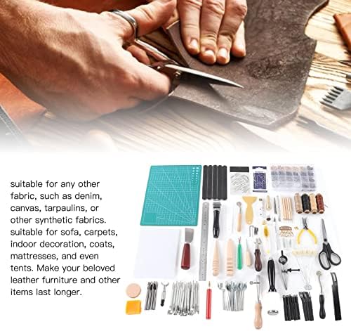 Mothinesso кожни работни алатки, широка апликација за кожни занаетчиски алатки комплет 4PCS восочен нишка Цврст издржлив совршен сет за занает