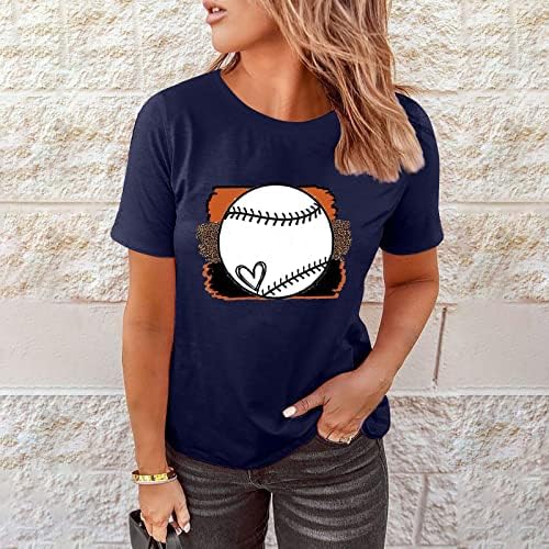 Miashui женски краток ракав женски бејзбол срце маица симпатична графичка женска бејзбол срце маица маица облека женски тети