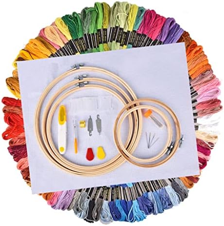 Yfqhdd 100 бои/поставена алатка за шиење вкрстена бод со бамбус прстен рамка Везник рачно изработен обрач