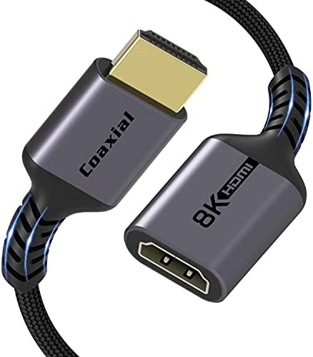 Simyago HDMI 2.1 Продолжен кабел, ултра тенок и мек 8K коаксијален HDMI Extender машки до женски компатибилен за Nintendo Switch