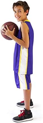 Кошарка кошарка за кошарка со премиум момчиња, спортски кошули и атлетски шорцеви поставени за млади деца на возраст од 6-12