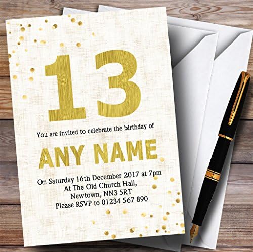 Бело Злато Флек 13-Ти Персонализирани Покани За Роденденска Забава