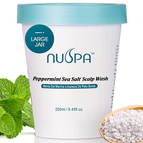 Nuspa Peppermint Sail Salp Scalp Sclub, природен ексфолијатор на скалпот, шампон за третман на сув скалп со навлажнувачко масло од јојоба и масло од авокадо, без суровост - 8,45 мл