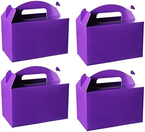 HONCHON 24 Пакувања Виолетова Партија Корист Третираат Кутии Goodie Gable Кутии За Подароци Со Рачки Избрани Светли Бои Картонска Хартиена