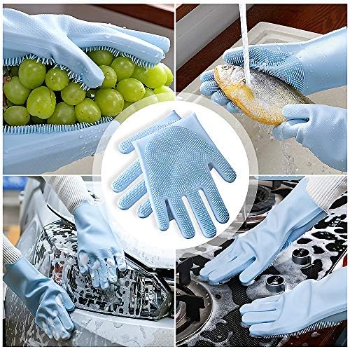 Силиконски ракавици за чистење, дебели, нелизгачки, водоотпорни и еднократно, погодни за садови, чистење кујна, бања, автомобил итн.