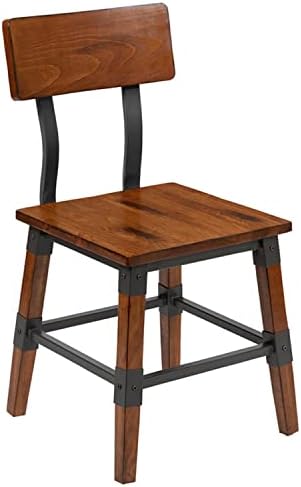 Флеш Мебел Џексон 2 Пакет Рустикален Антички Орев Индустриски Дрво Јадење Стол