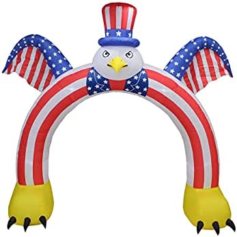 Пакет на три патриотски партиски украси, вклучува 9 нозе високи 4 -ти јули на надувување на летачки орел, ланец на орел, ракетен брод со надувување