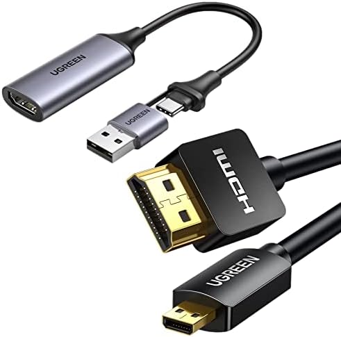 UGREEN Micro HDMI До HDMI Кабел 4k 60Hz Пакет Со Видео Фаќање Картичка 4K HDMI ДО USB-A/USB-C