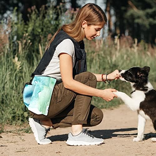 Rysgdse Dog Treat Retary Cource, Апстрактна зелена уметност третирачка торба за обука на кучиња, бесплатни половини појаси Фани Пак за пешачење