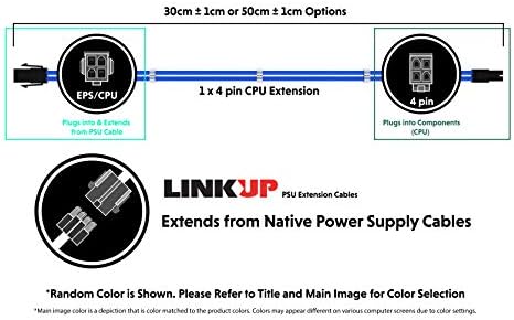 Linkup - AVA 30CM EPS 4 PIN CPU ATX Матична плоча PSU POWER POWER PRETER SNAEV CAST MOD PC EXTASTION CABLE W/COMBS┃STRONG & Stiff Design┃Single Pack┃300mm - GreenBlack