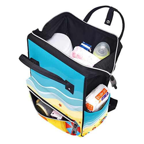 Воздушен Поглед На Плажа Илустрација Торба За Пелени Торби За Мумии Ранец Со Голем Капацитет Торба За Пелени За Нега На Бебиња