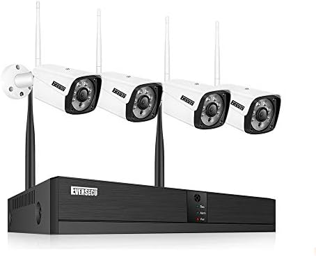 Eversecu 4ch Smart Wireless Security Camera System 4PCS 2K 3MP Надворешни фотоапарати и DVR комплет Поддршка за фаќање/рекорд и репродукција, прекршување на линијата/откривање на упад, далечин?