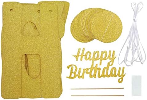 Декорации За Роденденски Забави Свети Шт ти Си Стар Сјај Златен Транспарент Круг Точки Венец Среќен Роденденска Торта Топер