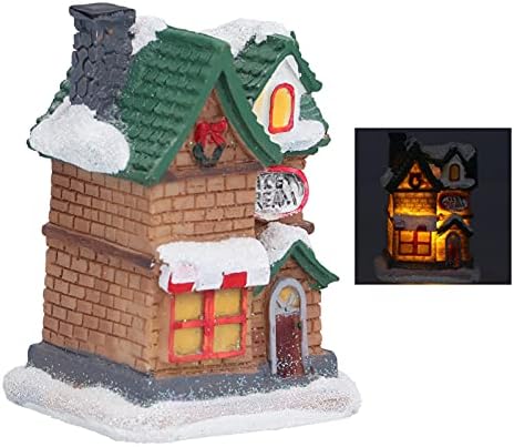 Куќи на Божиќни селски куќи, смола Божиќна сцена селски куќи град со предводена лесна Божиќна куќа колекционерска фигура за