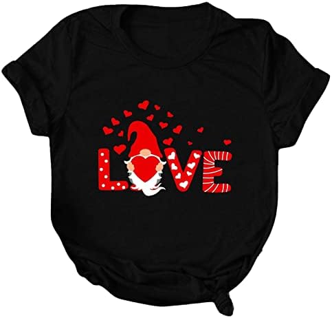 Денот на вineубените, што одговара на кошули за маички за парови усни Loveубов срце Гном печати краток ракав О вратот маички сопруг