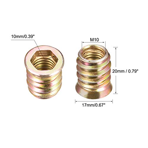 uxcell Мебел Од Дрво M10x20mm Навој Вметнете Навртки Интерфејс Хексадецимален Приклучок Диск 20 парчиња