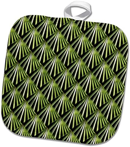 3drose Art Deco Tropical Beach Palm Outation Green Out - Potholders