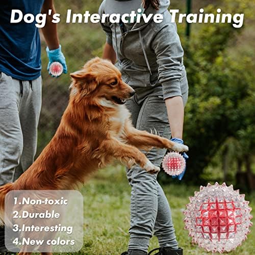 Тофос Куче Играчка Топки 2 Пакет, Squeaky Dog Balls, Interactive Training Dog Balls Chew Toys, Odorless Durable TPE Chewing Ball for Training Teeth Cleaning Herding Balls