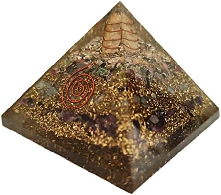 Sharvgun Мешано слоевит оргон пирамида природна чакра кристал реики аметист лековит камен негативна заштита на енергија со 4 чисти груби камени моливи