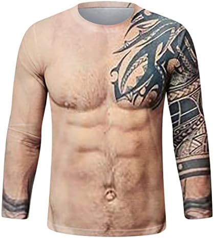 Dsodan Mens Solider со долги ракави маици улица 3D дигитален мускул печатен мета врвови смешни забавни носии на тренингот маица