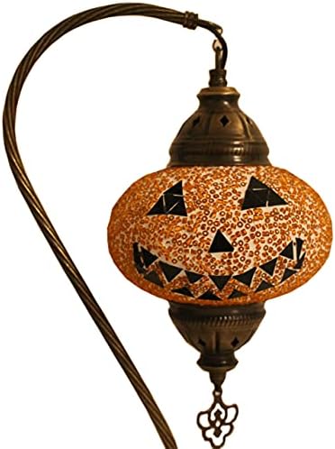 Каралп Мозаик Декорации за Ноќта на вештерките тиква ламба - Рачно изработена турска мозаик стаклена ламба од тиква - сенка на ламбата