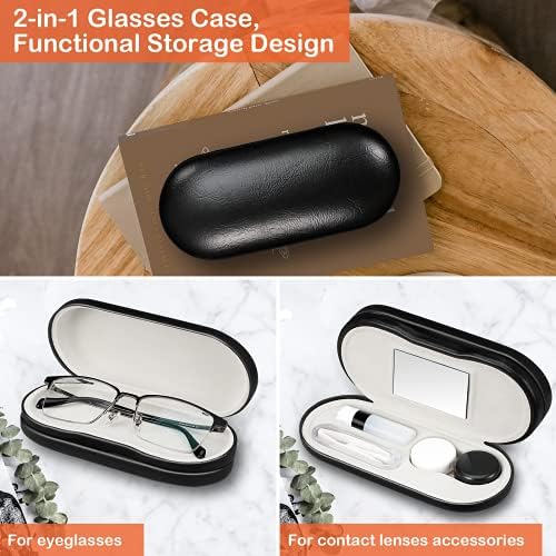 Cenobee 2 во 1 кутија за очила за очила, случај на контакт со леќи со отпуштање на огледало пинцети, двострана преносна контактна леќа за