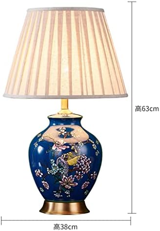 Uxzdx романтична сина порцеланска керамичка маса за маса за дневна соба спална соба кревет ламба покрај креветот светло светло