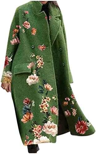 Qfvzhy женска руно јакна целосна поштенска мода со цврста боја џеб со долги ракави лапел волнен палто за палто зимски палто