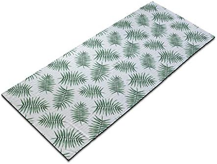 Амбесон зелена јога мат пешкир, акварел уметност стил, палма лисја Тропска природа Егзотична зеленило од дождовни шуми, нелизгање на
