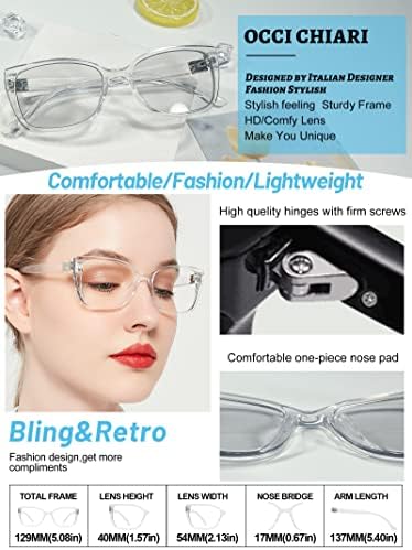ОКСИ КЈАРИ Транзиција Фотохромни Бифокални Очила За Читање За Жени, Квадратни Чисти Ув Заштита Очила За Сонце Читатели