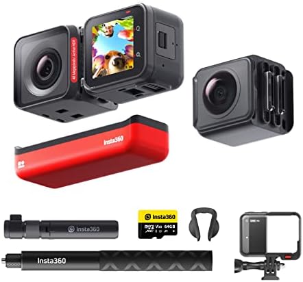 Insta360 Еден РС Твин издание - Водоотпорна Акција камера 4K 60FPS и 5.7K 360 камера со заменливи леќи, стабилизација, 48MP фотографија, активна